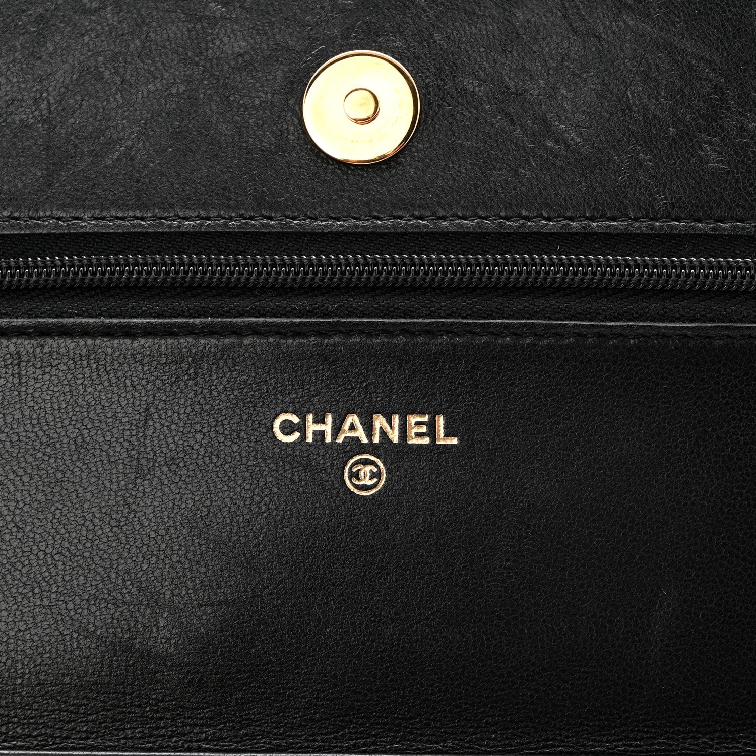 Chanel Lambskin Quilted Wallet On Chain WOC Black