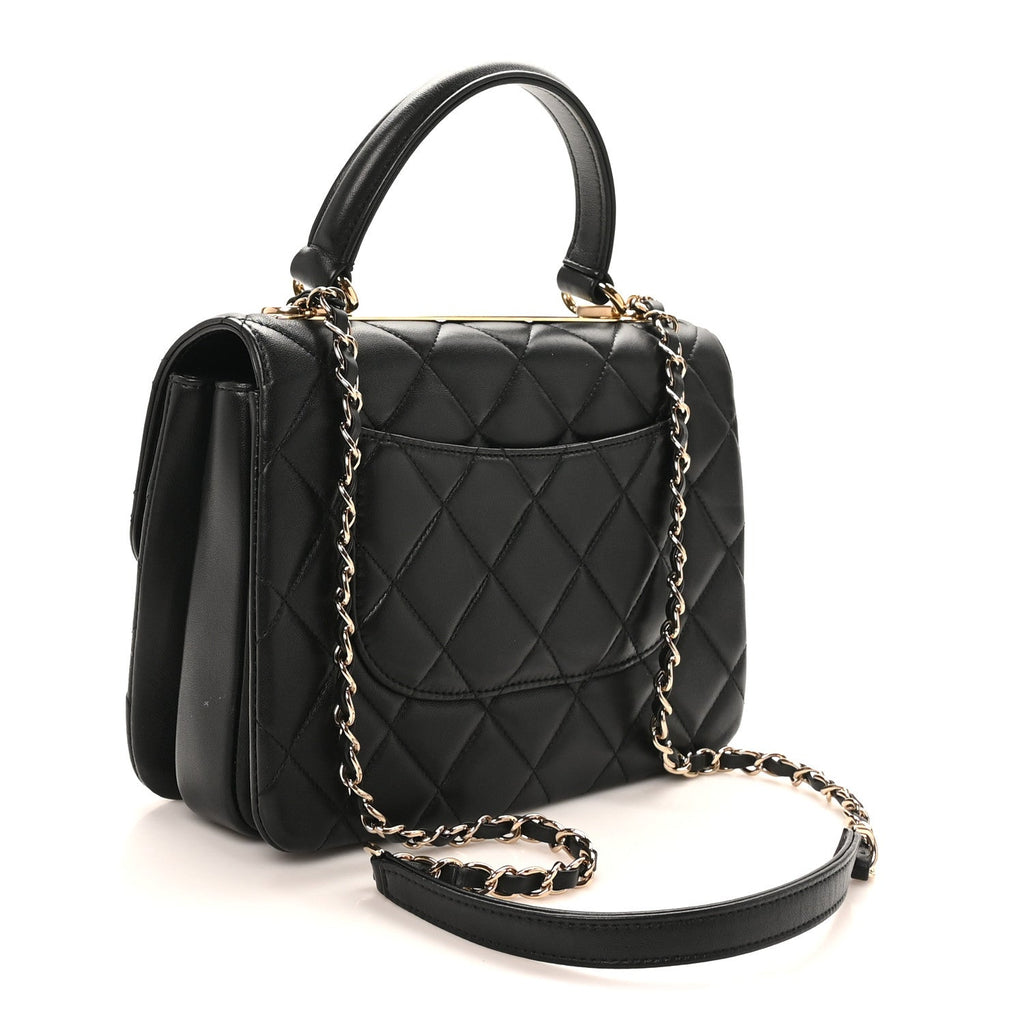 Chanel Lambskin Quilted Small Trendy CC Dual Handle Flap Bag Black