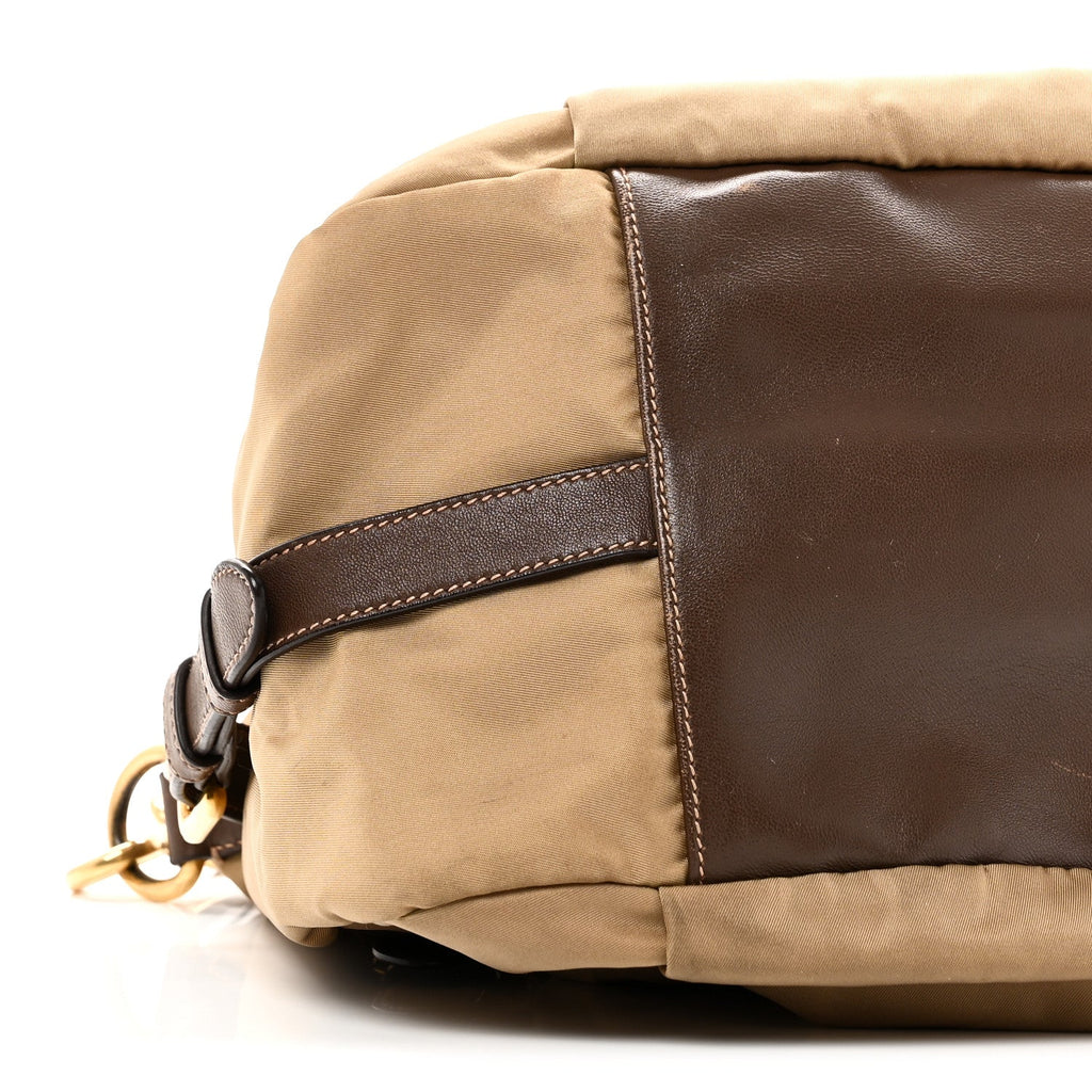 Prada Tessuto Nylon Vitello Daino Satchel Tabacco