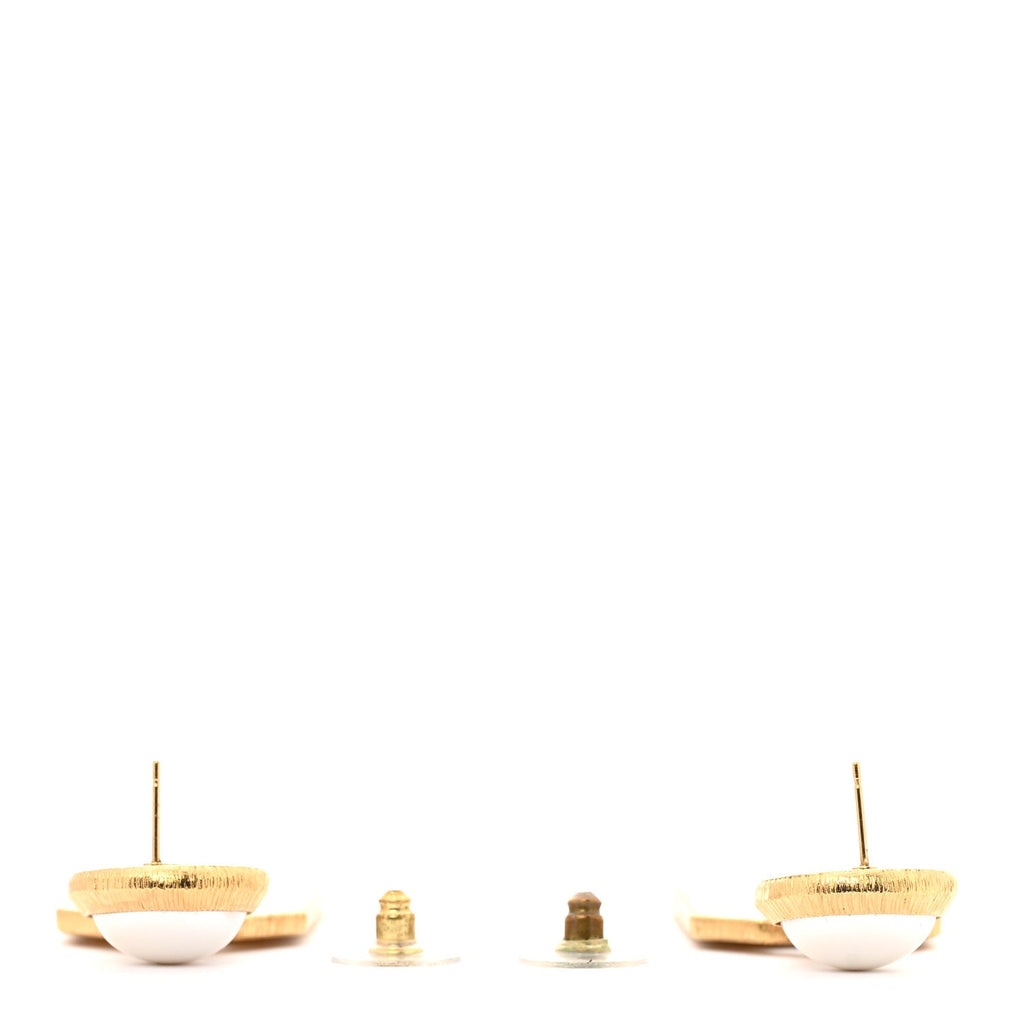 Pearl CC Tags Drop Earrings Gold