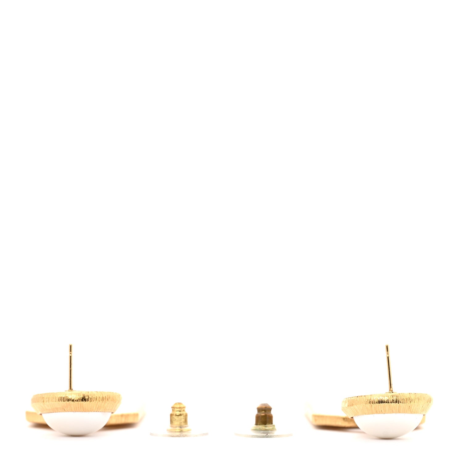 Pearl CC Tags Drop Earrings Gold