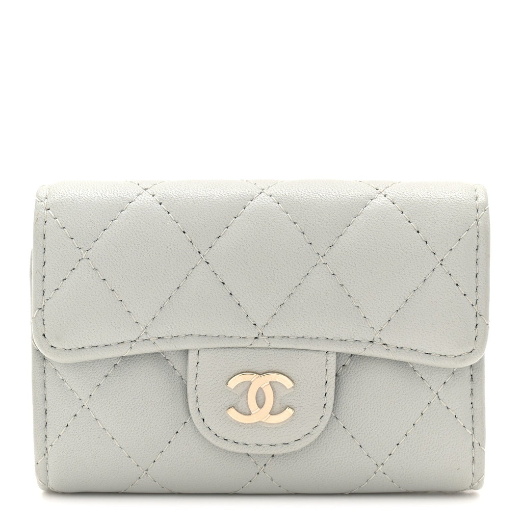Lambskin Quilted Classic 4 Key Holder Wallet Grey