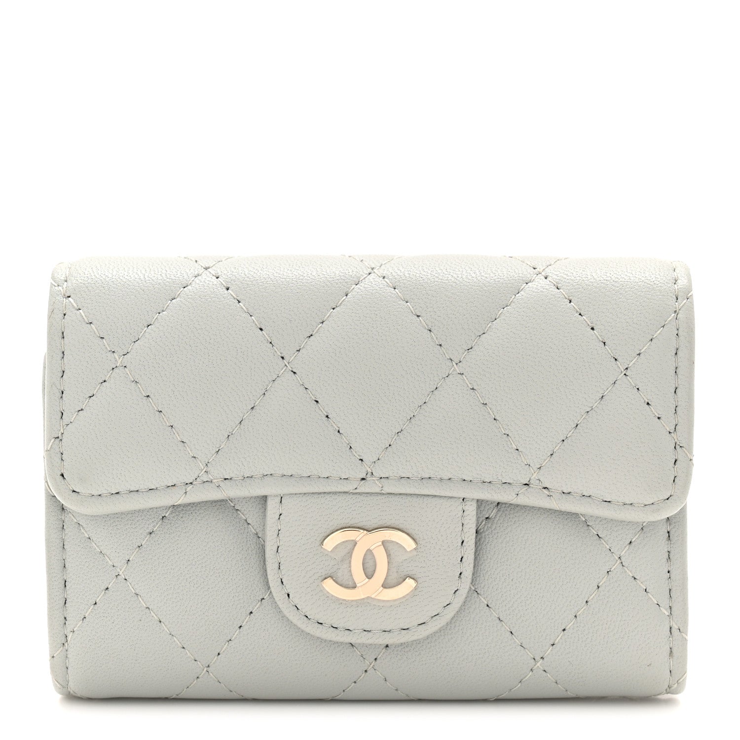 Lambskin Quilted Classic 4 Key Holder Wallet Grey