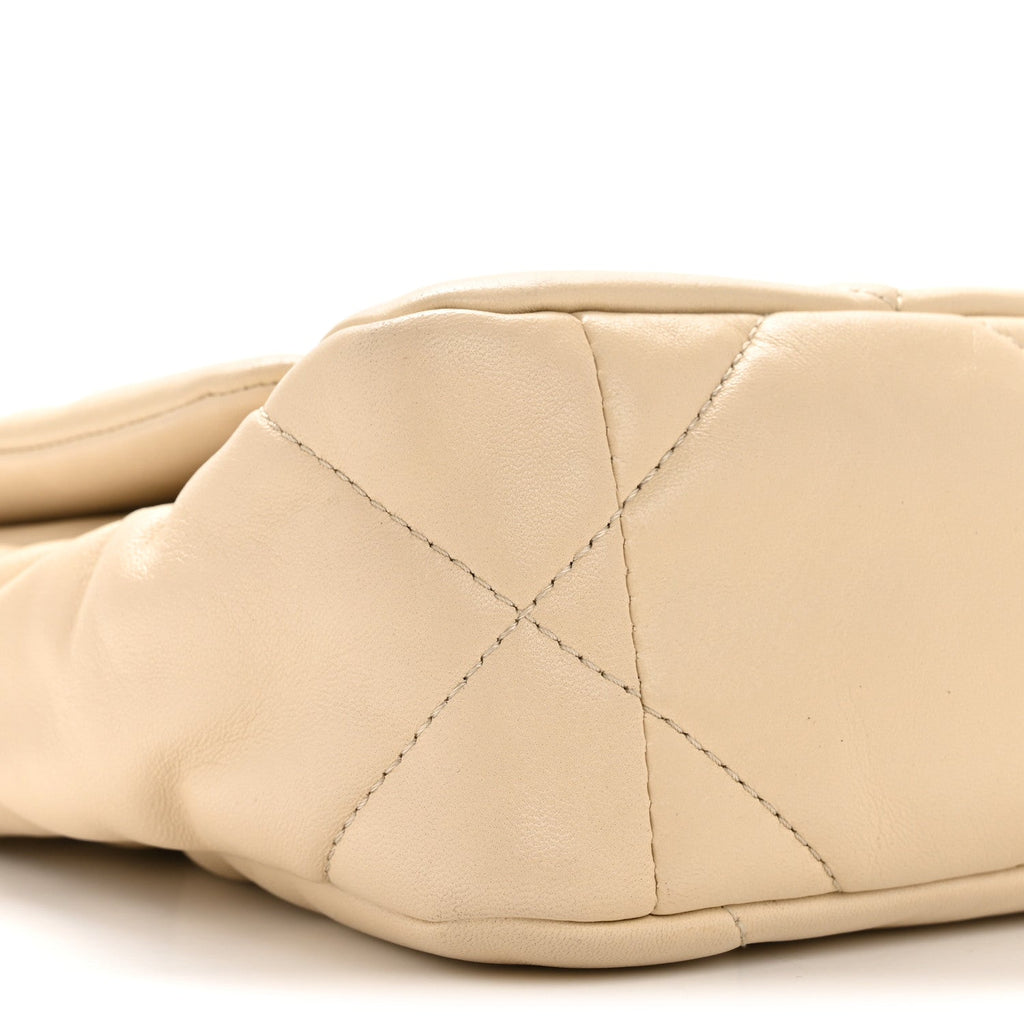 Chanel Lambskin Quilted Medium Chanel 19 Flap Beige