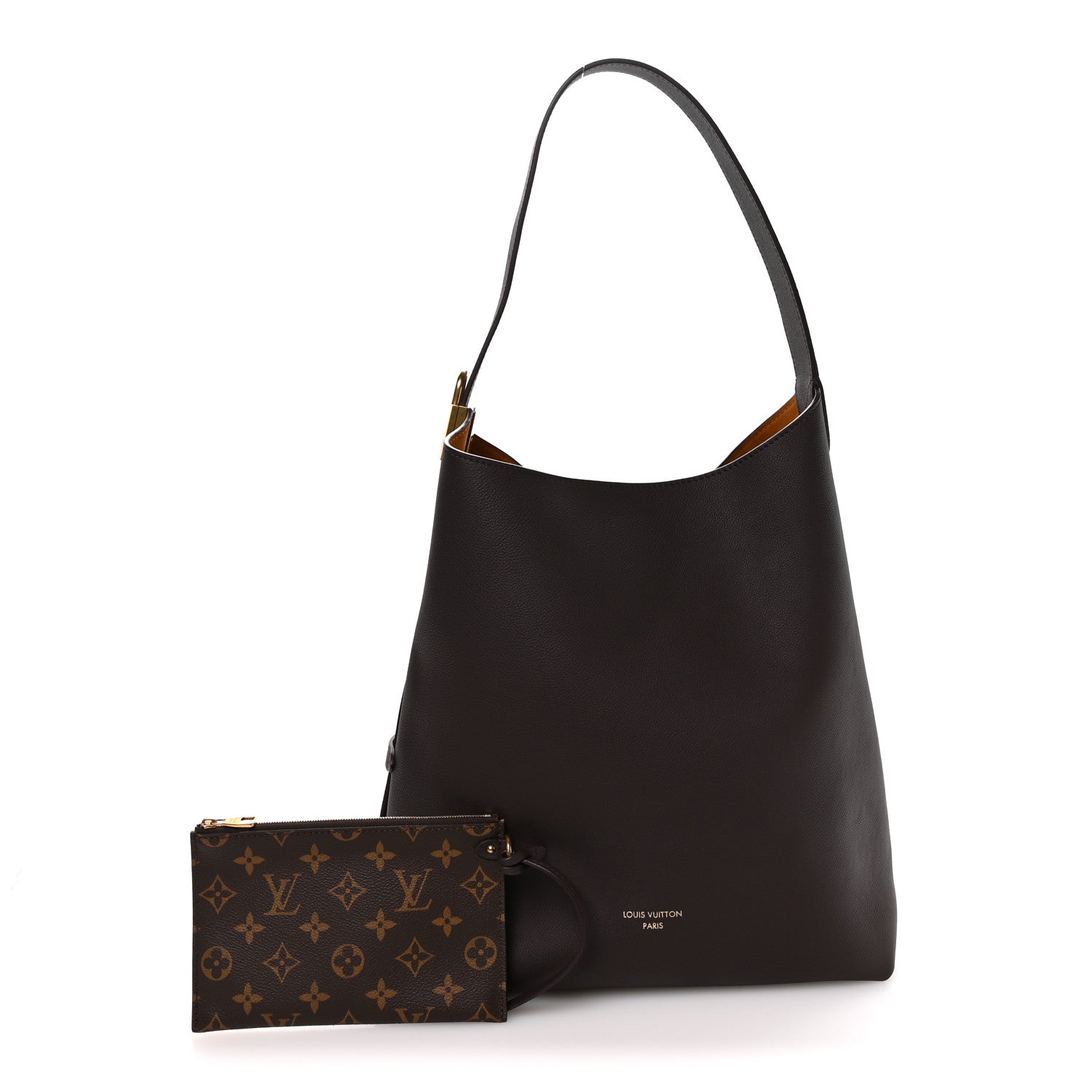 Louis Vuitton Grained Calfskin Low Key Hobo MM Chocolate