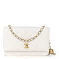Chanel Lambskin Quilted CC Pearl Crush Wallet on Chain WOC White