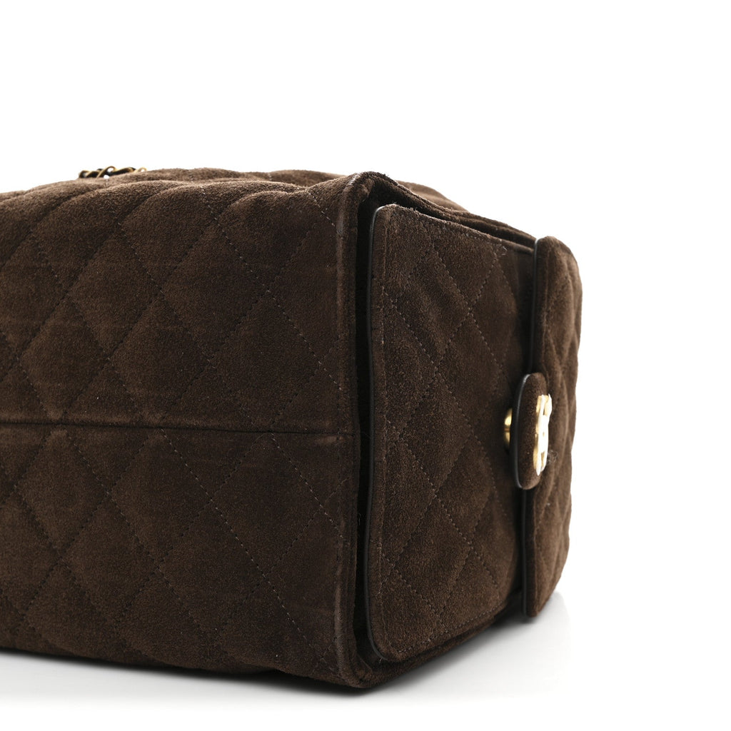 Chanel Suede Quilted Medium Chanel 25 Handbag Dark Brown