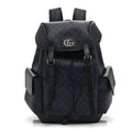 Gucci GG Supreme Monogram Textured Dollar Calfskin Medium Ophidia Double Buckle Backpack Blue Dark Blue Black