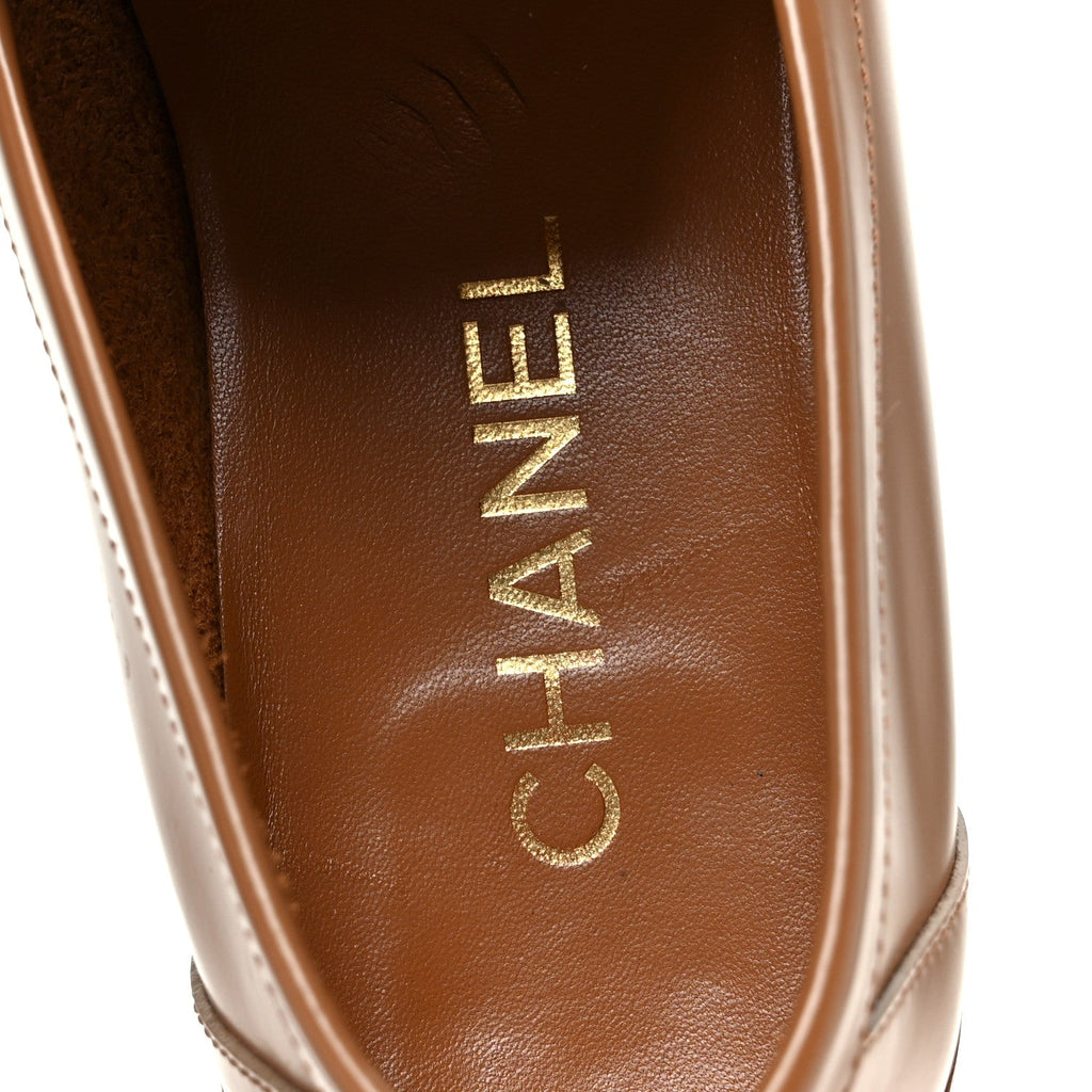 Calfskin Metal CC Loafers 40 Brown