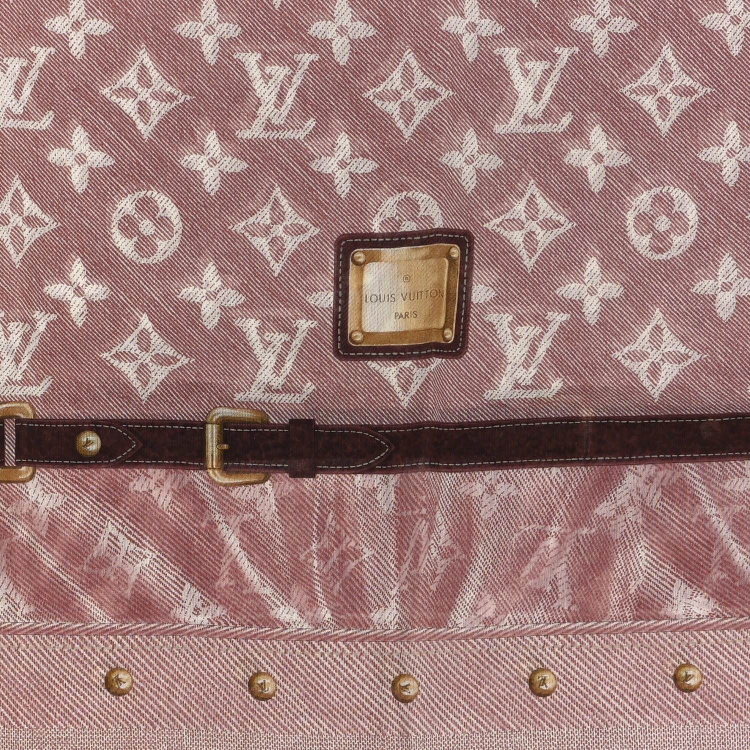 Louis Vuitton Cotton Monogram New Denim Square Scarf Cherry