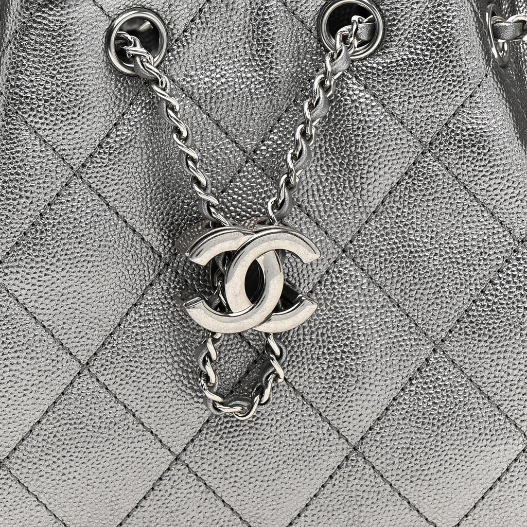Chanel Metallic Caviar Quilted Mini Chanel 25 Handbag Anthracite
