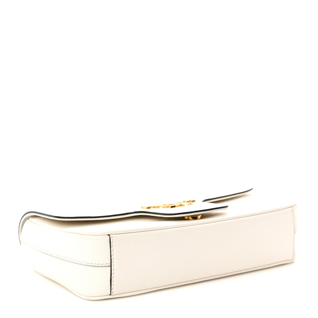 Prada Saffiano Flap Shoulder Bag Talco