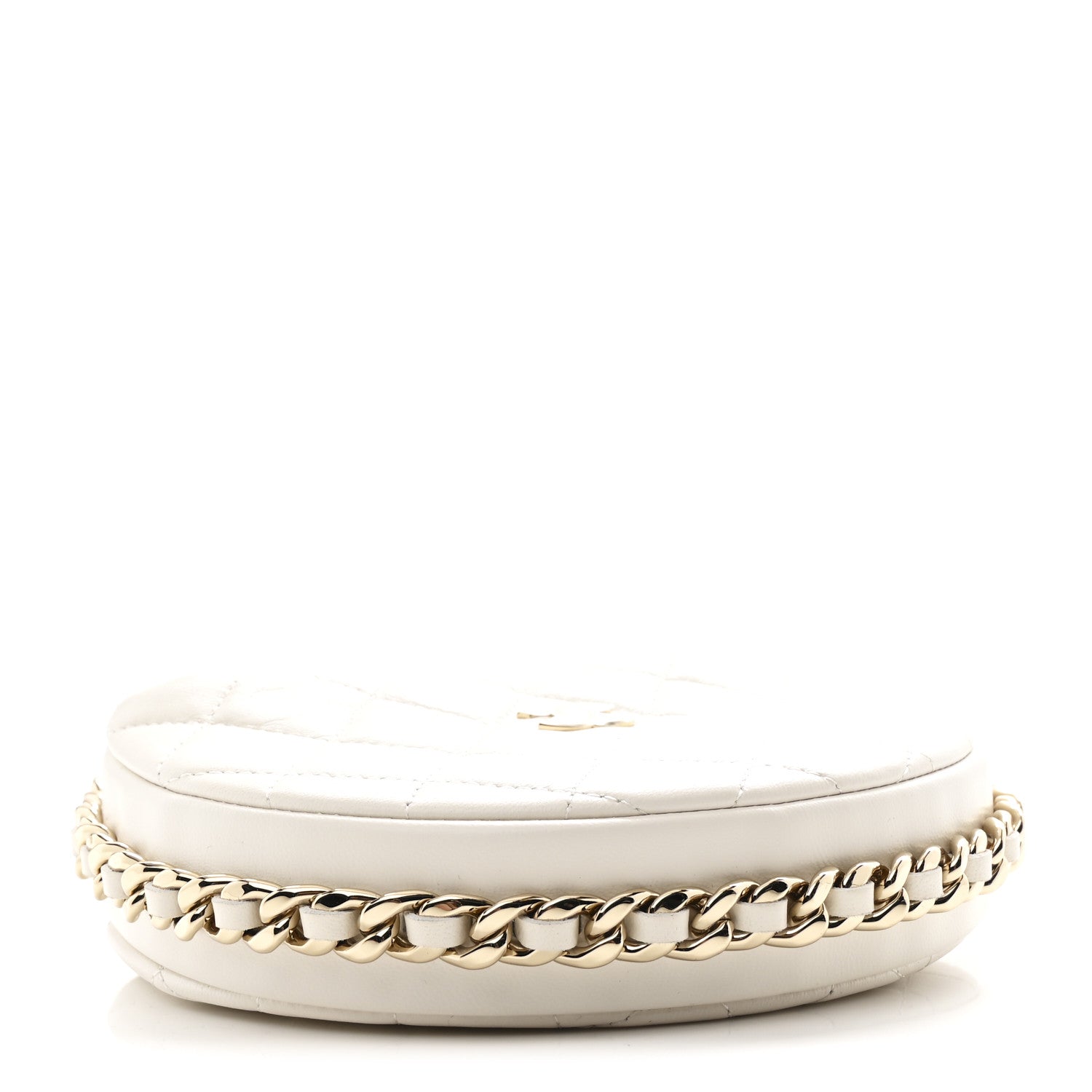 Chanel Lambskin Quilted Chain Around Pouch Hobo White