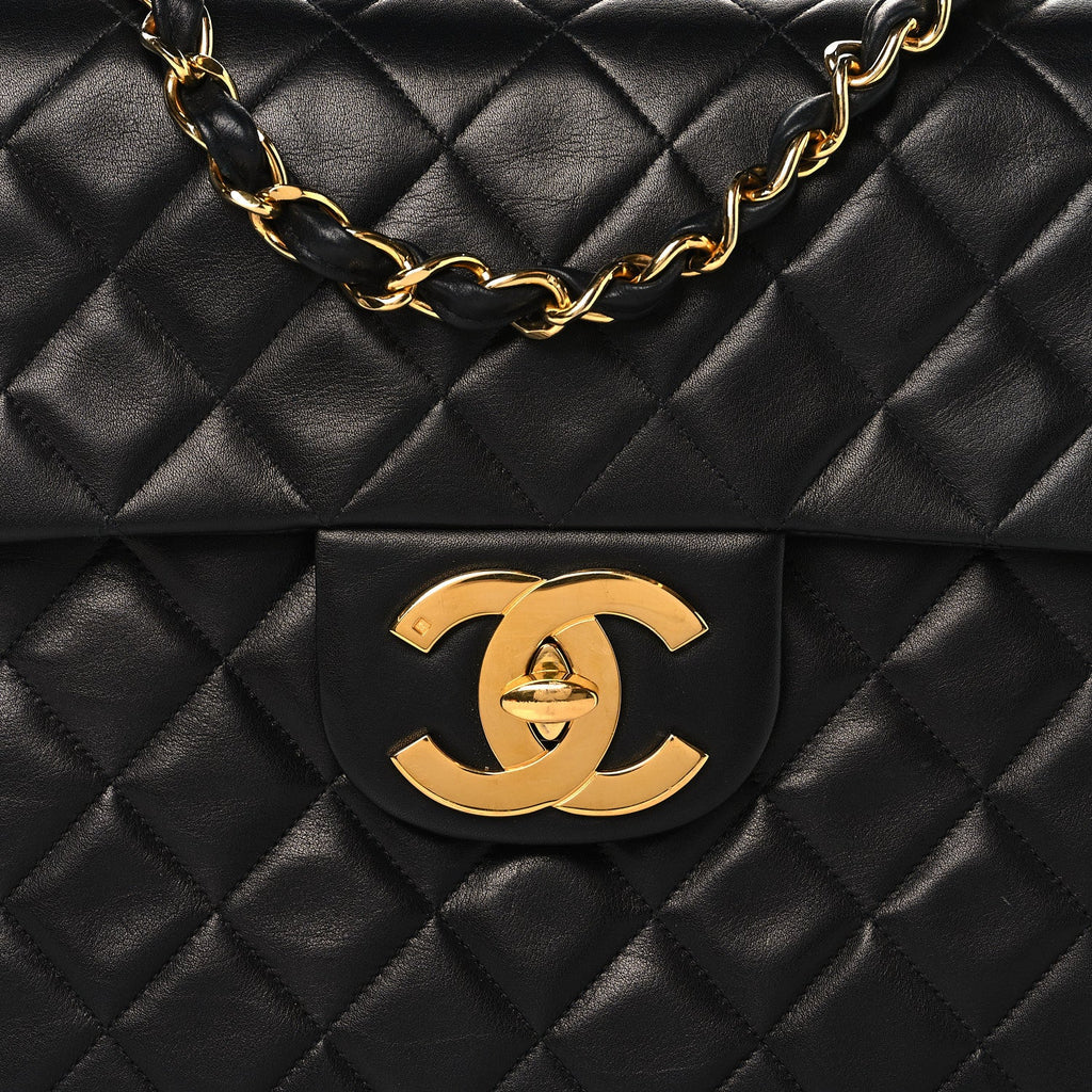 Chanel Lambskin Quilted XL Jumbo Single Flap Black