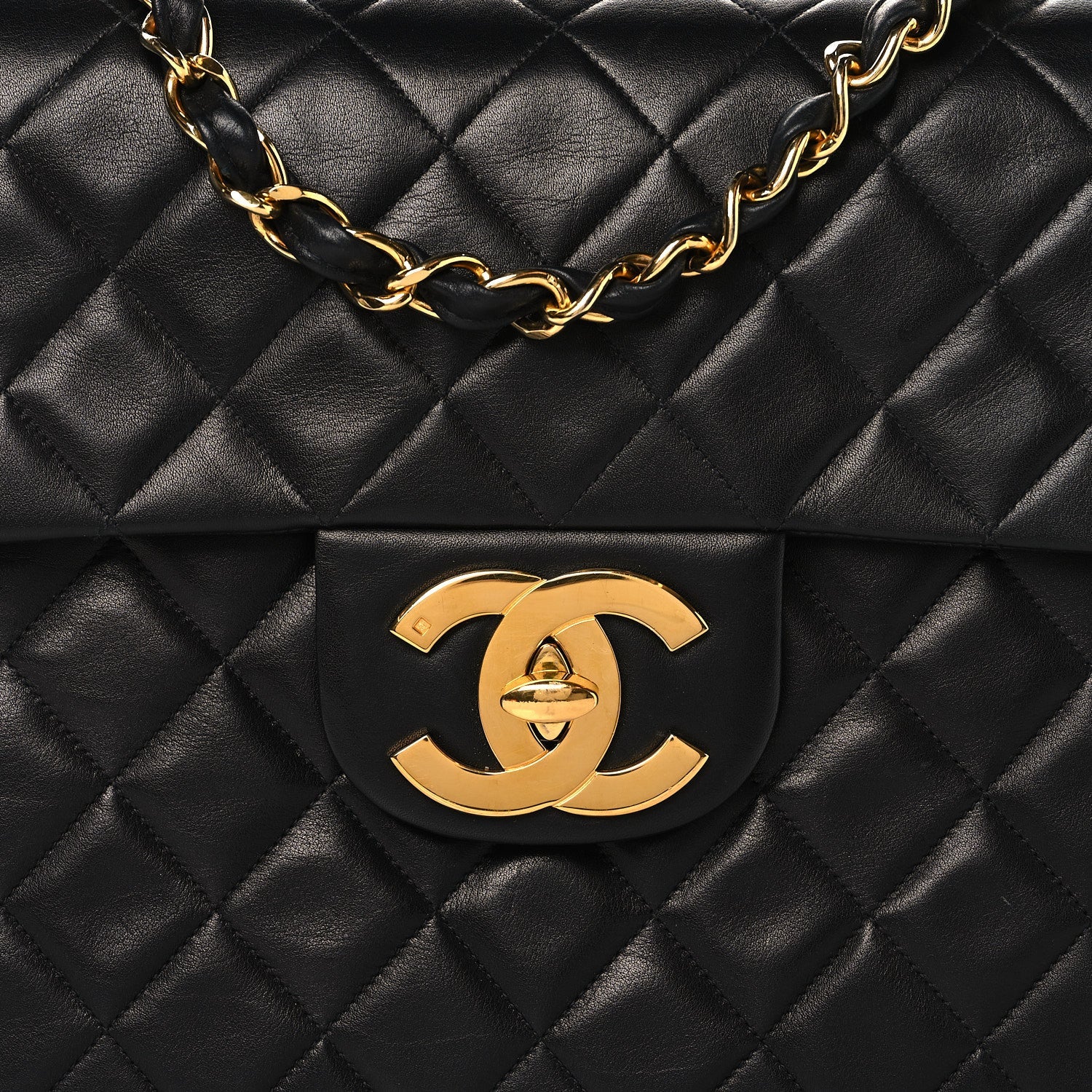 Chanel Lambskin Quilted XL Jumbo Single Flap Black