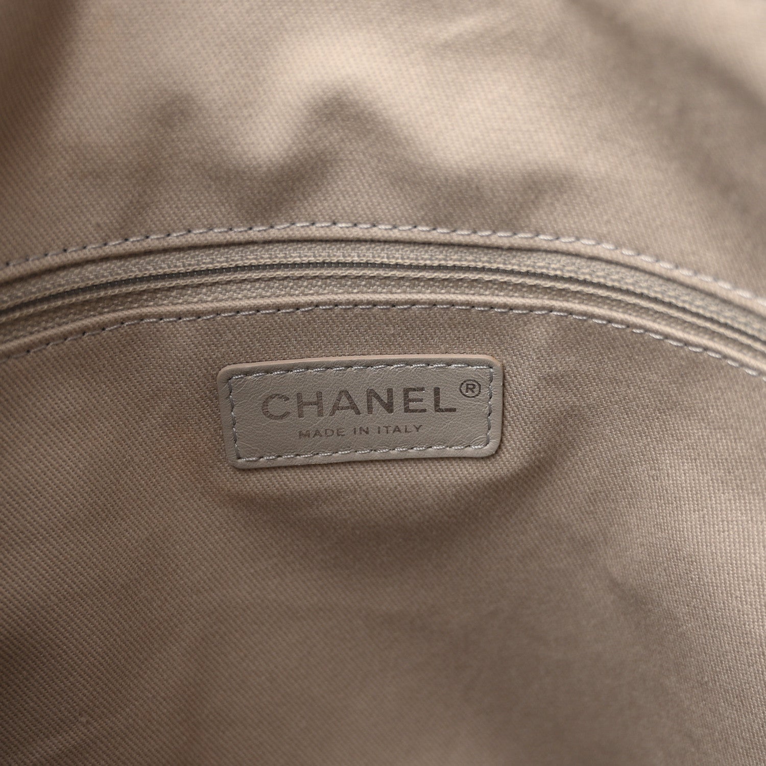 Chanel Striped Canvas Deauville Drawstring Backpack Black