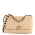 Chanel Lambskin Quilted Medium Chanel 19 Flap Beige
