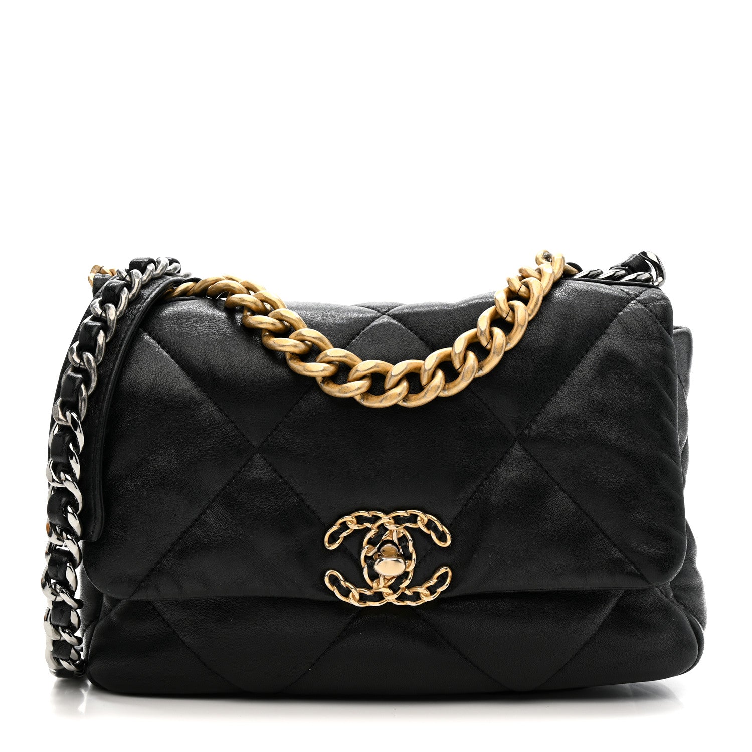 Chanel Lambskin Quilted Medium Chanel 19 Flap Black