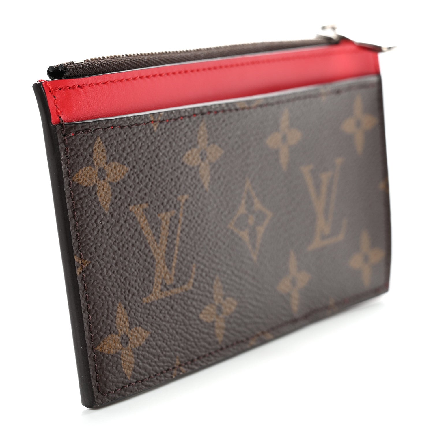 Louis Vuitton Monogram Calfskin Coin Card Holder Red