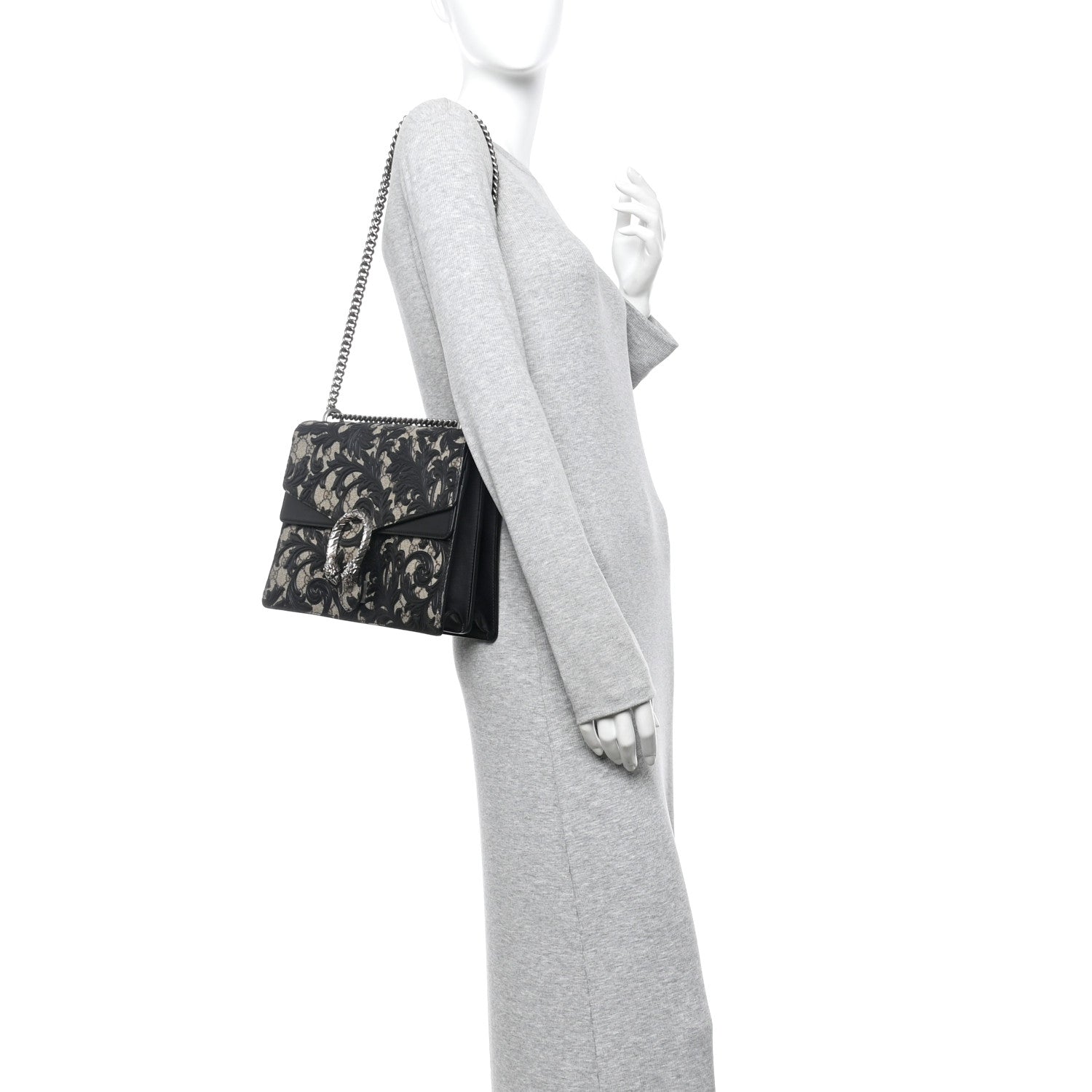 Gucci GG Supreme Monogram Arabesque Medium Dionysus Shoulder Bag Black