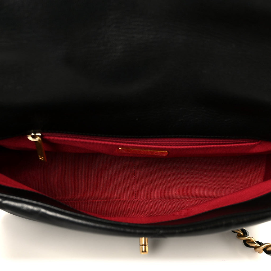 Chanel Goatskin Quilted Large Chanel 19 Flap Black