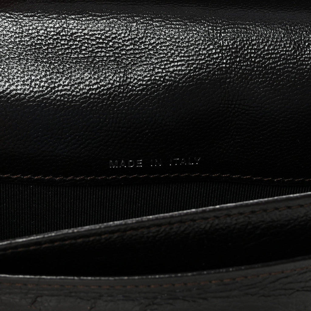 Metallic Calfskin Diamond Embossed Yen Wallet Gold