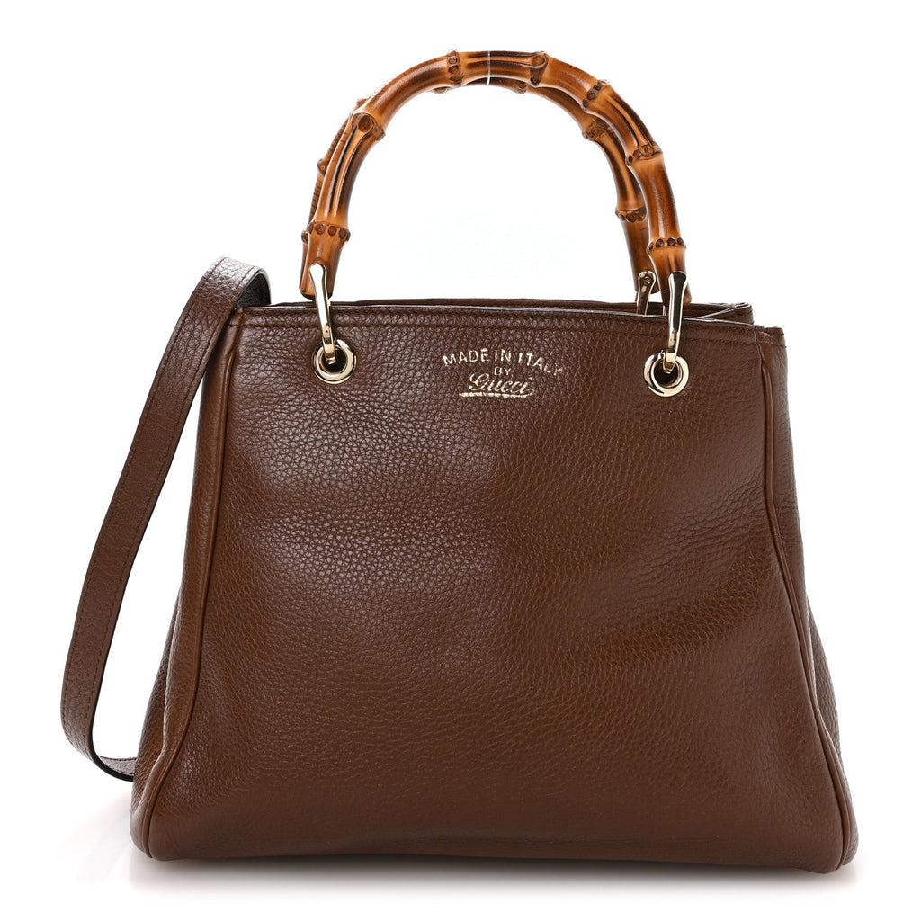 Gucci Calfskin Small Bamboo Shopper Tote Acero
