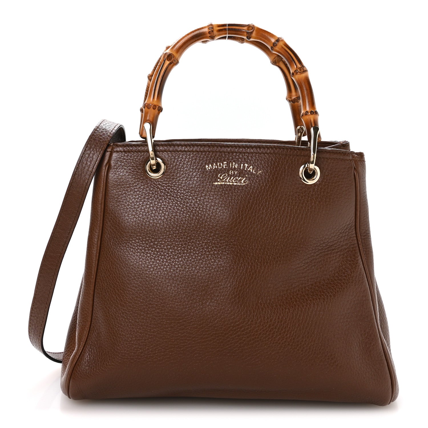 Gucci Calfskin Small Bamboo Shopper Tote Acero