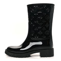 Louis Vuitton Rubber Embossed Monogram Drops Flat Half Boots 37 Black