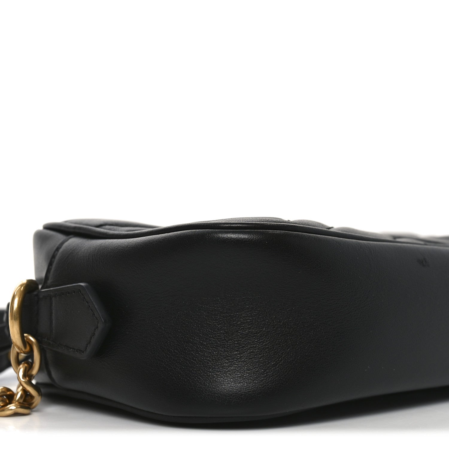 Gucci Calfskin Matelasse Mini GG Marmont Chain Shoulder Bag Black