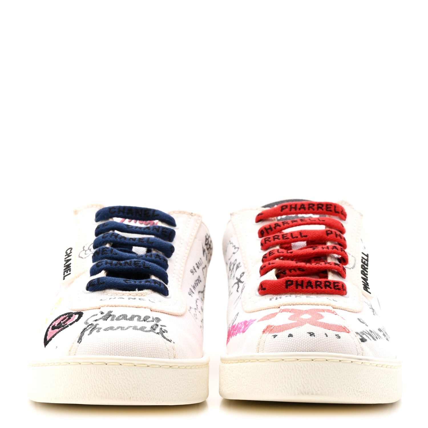 Chanel X PHARRELL WILLIAMS Canvas Womens Sneakers 38 White Multicolor