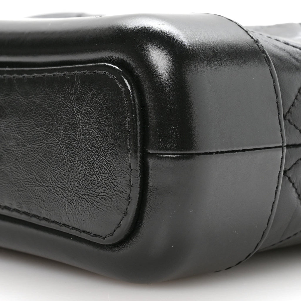 Chanel Aged Calfskin Quilted Small Gabrielle Logo Hobo Black