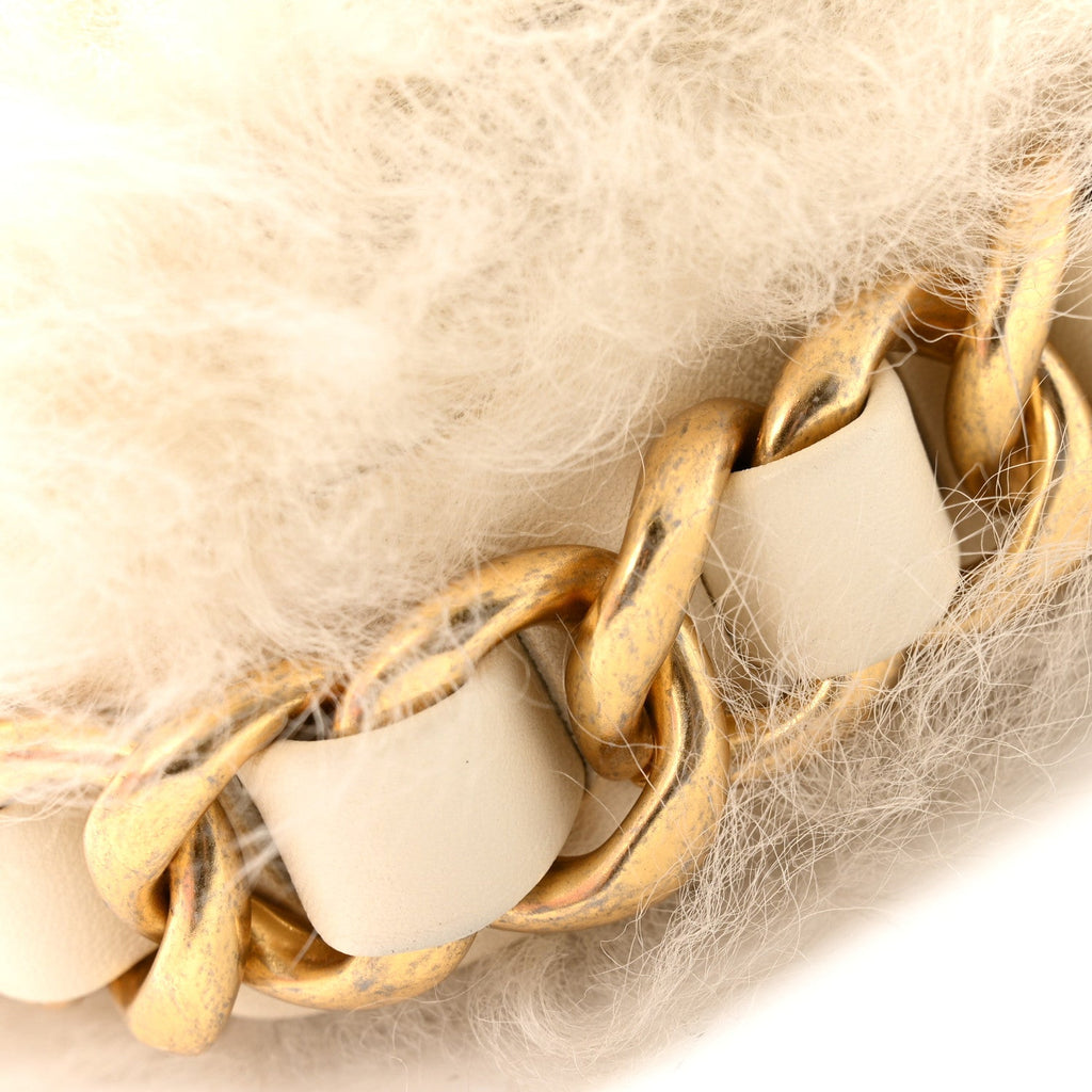 Chanel Fantasy Fur CC Mini Flap Bag White