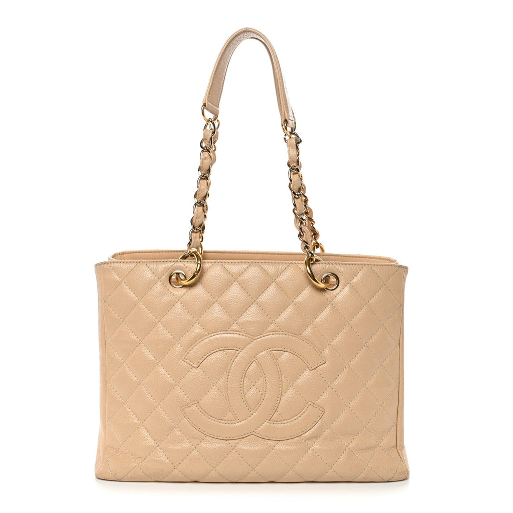 Chanel Caviar Quilted Grand Shopping Tote GST Beige