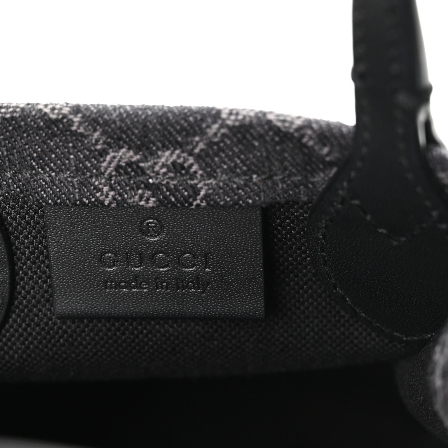 Gucci Denim GG Monogram Calfskin Mini Ophidia Tote Bag Black