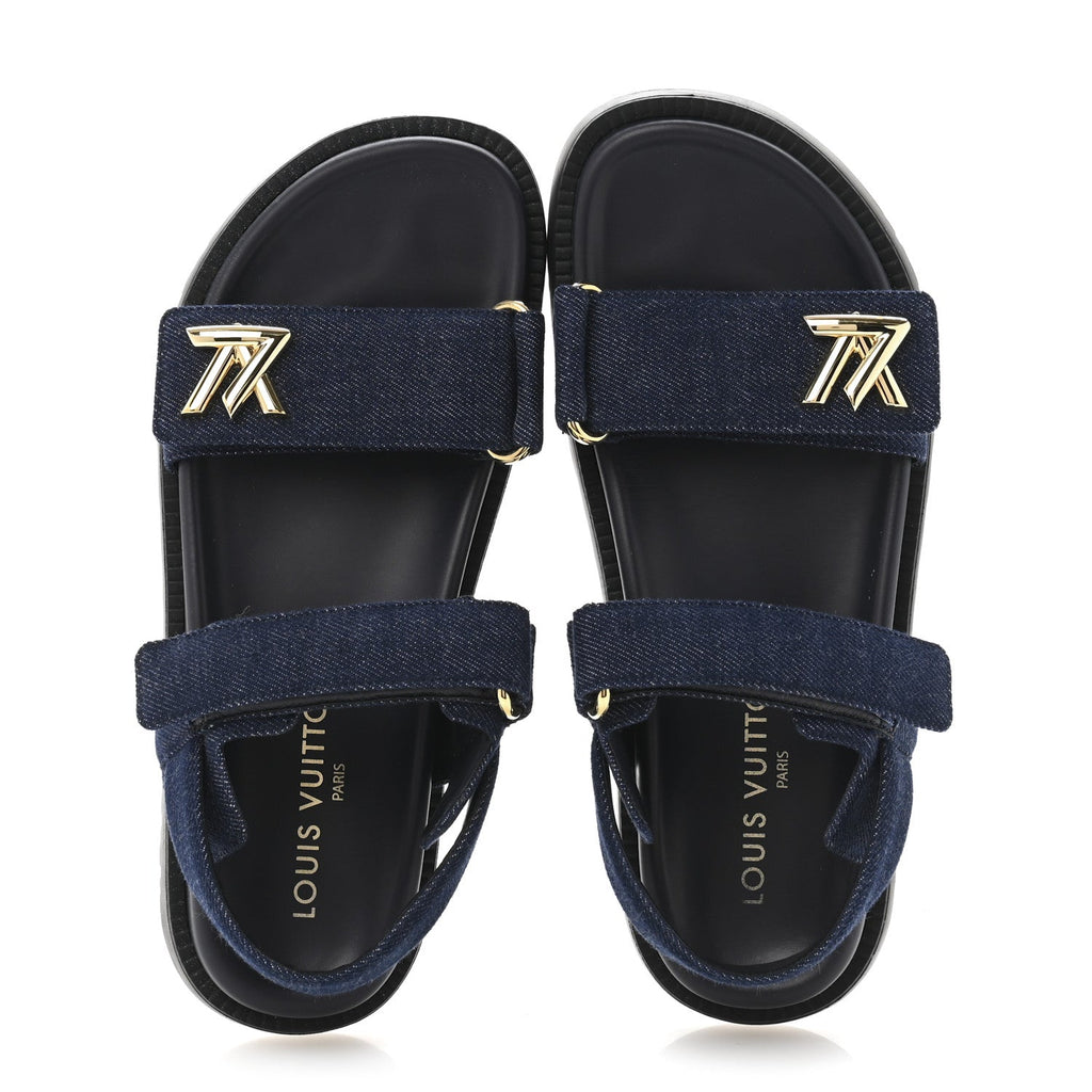 Louis Vuitton Denim Sunset Comfort Flat Sandals 37.5 Blue