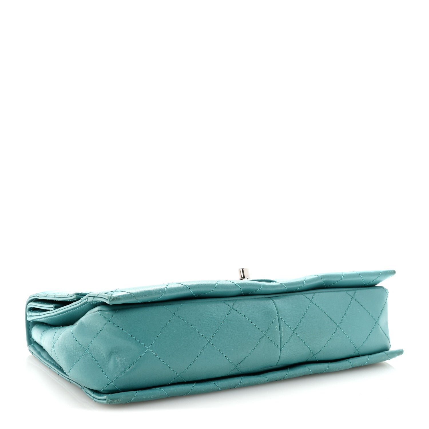 Chanel Calfskin Stitched Double Flap Bag Turquoise