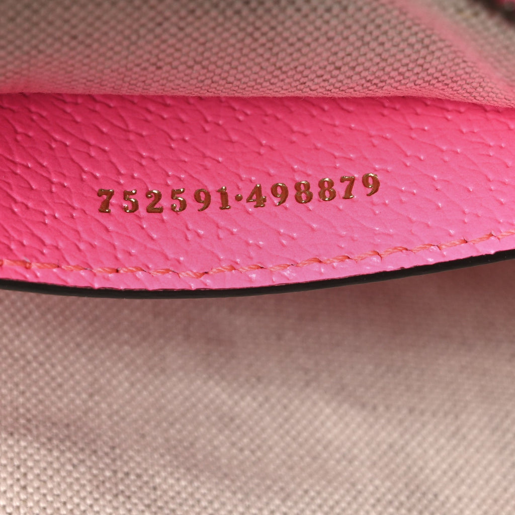 Gucci GG Supreme Monogram Textured Dollar Calfskin Web Ophidia Small Crossbody Bag Beige Ebony Fuchsia