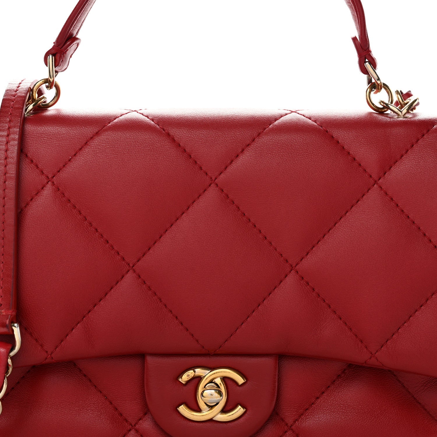 Chanel Lambskin Quilted Easy Carry Flap Red