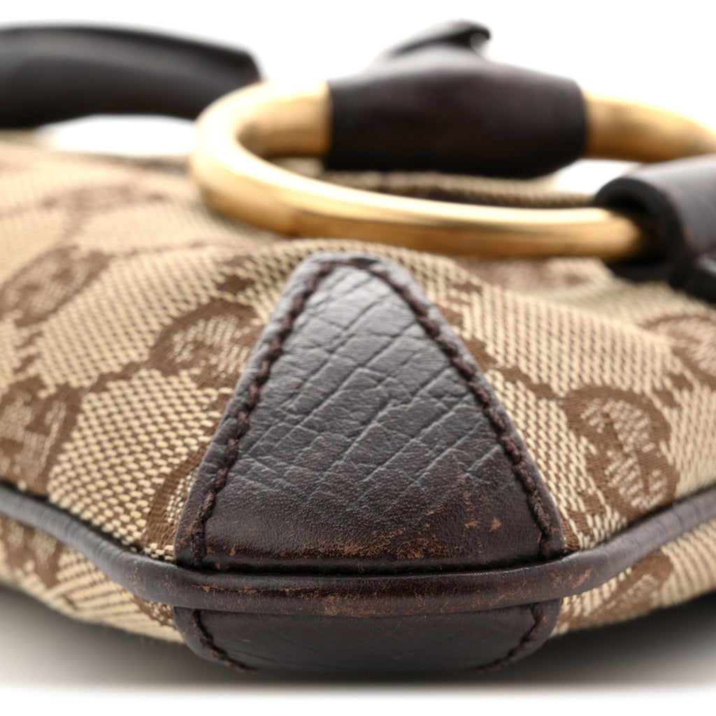 Gucci Monogram Horsebit Clutch Dark Brown