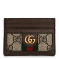 Gucci GG Supreme Monogram Textured Dollar Calfskin Ophidia Card Holder Beige Ebony New Acero