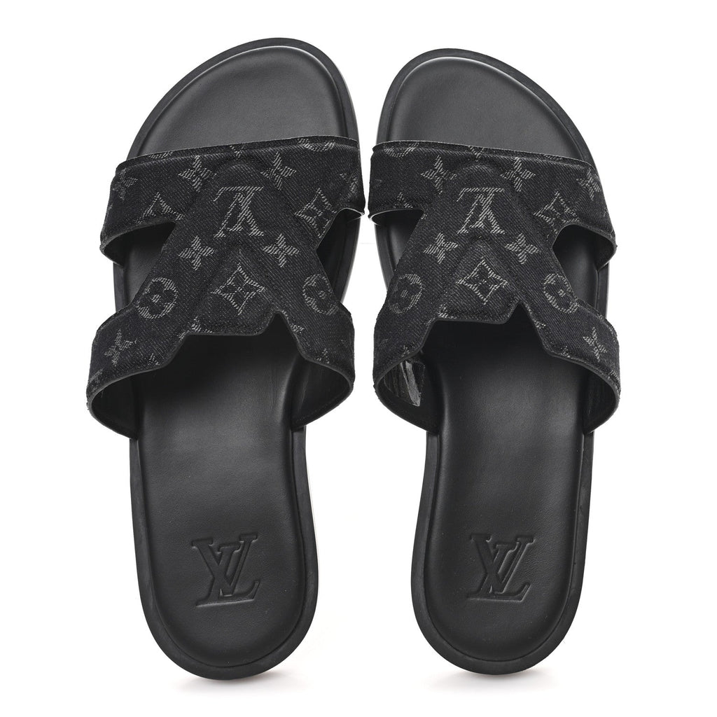 Louis Vuitton Monogram Denim Mens LV Oasis Mules 8.5 Black