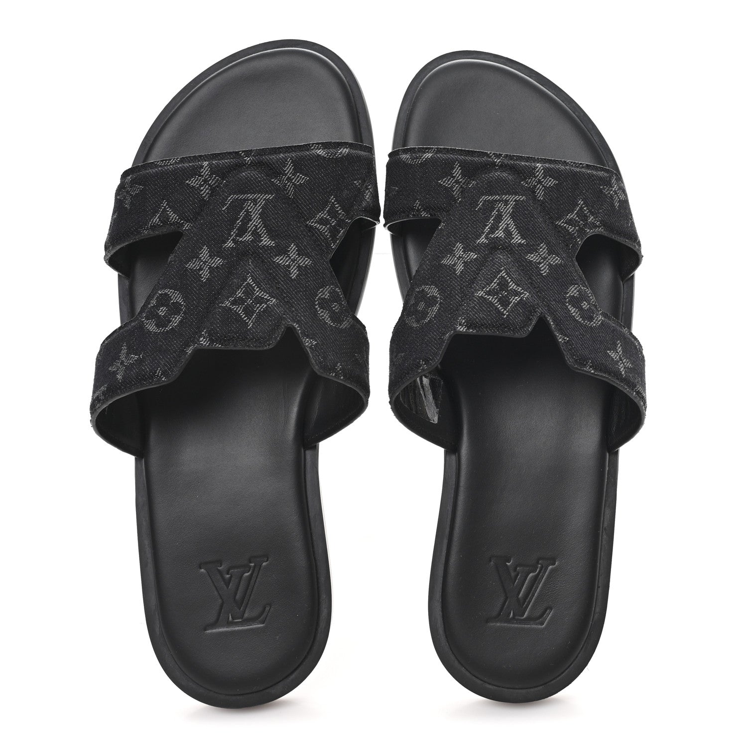 Louis Vuitton Monogram Denim Mens LV Oasis Mules 8.5 Black