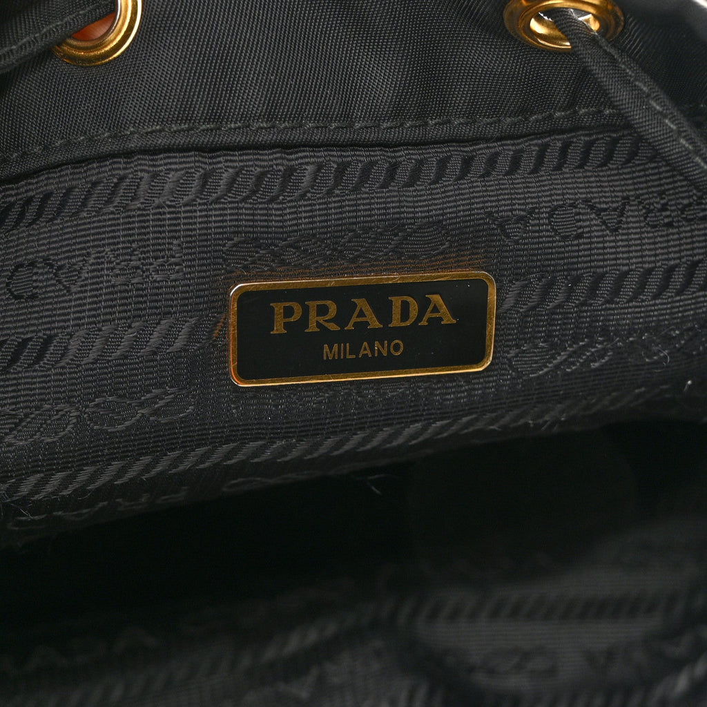 Prada Saffiano Tessuto Nylon Mini Bucket Crossbody Bag Black