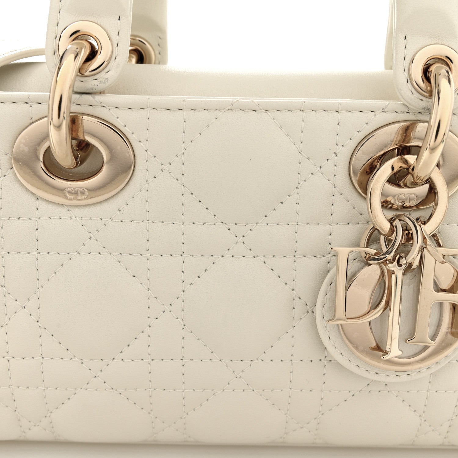 Christian Dior Lambskin Cannage Small Lady D-Joy Latte