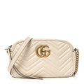 Gucci Calfskin Matelasse Small GG Marmont Chain Shoulder Bag White