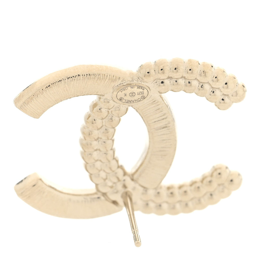 Pearl Crystal CC Earrings Gold