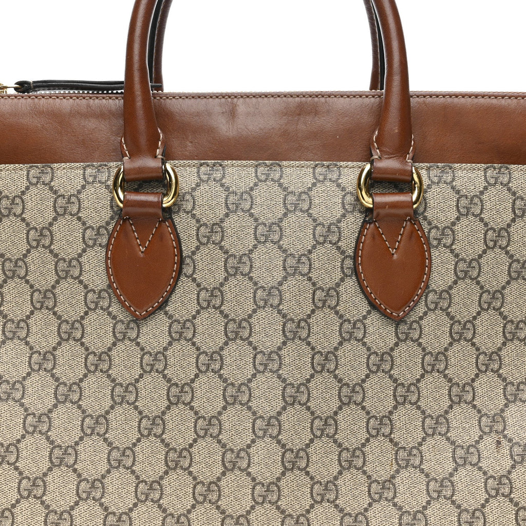 Gucci GG Supreme Monogram Small Zip Top Tote Beige Tuscany