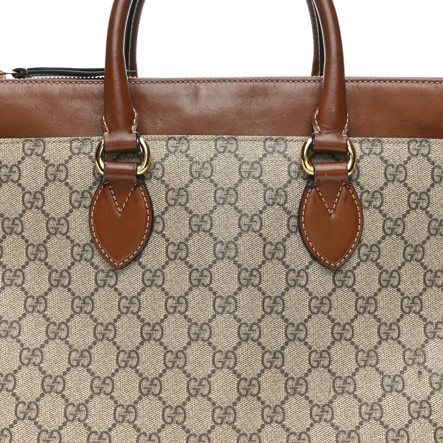Gucci GG Supreme Monogram Small Zip Top Tote Beige Tuscany