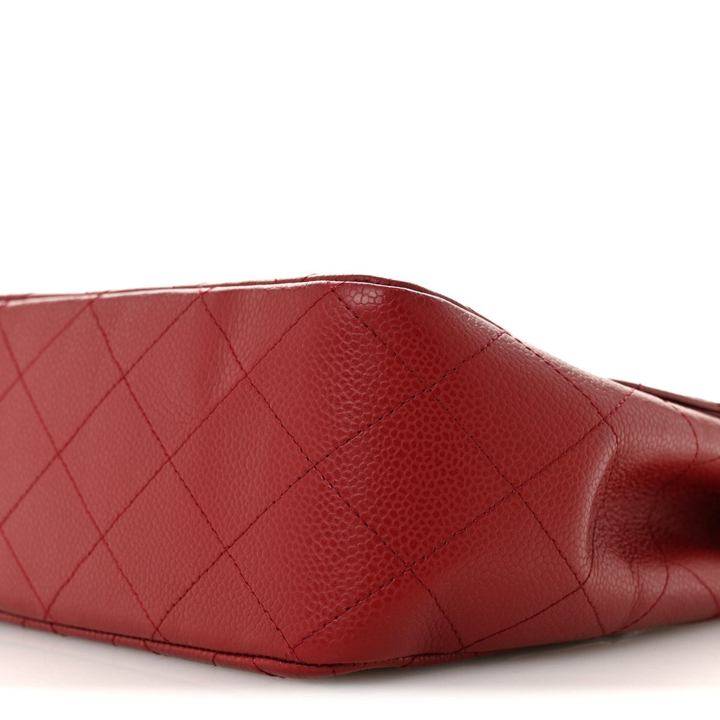 Chanel Caviar Quilted Jumbo Single Flap Dark Red